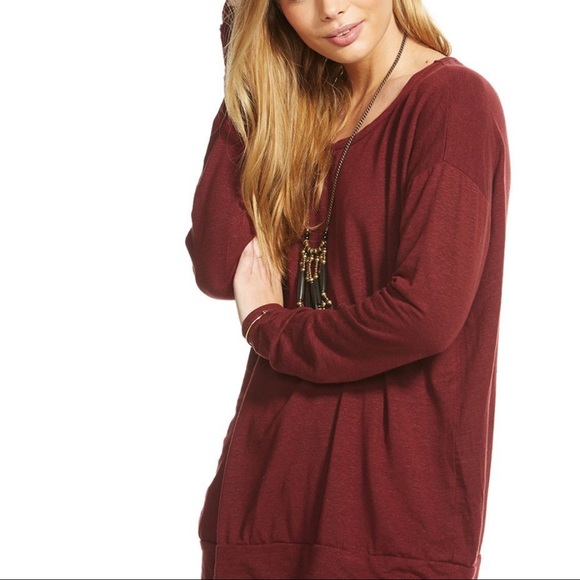 CHASER‎ Cutout V-Back Dolman Pullover Medium Maroon - Picture 1 of 8